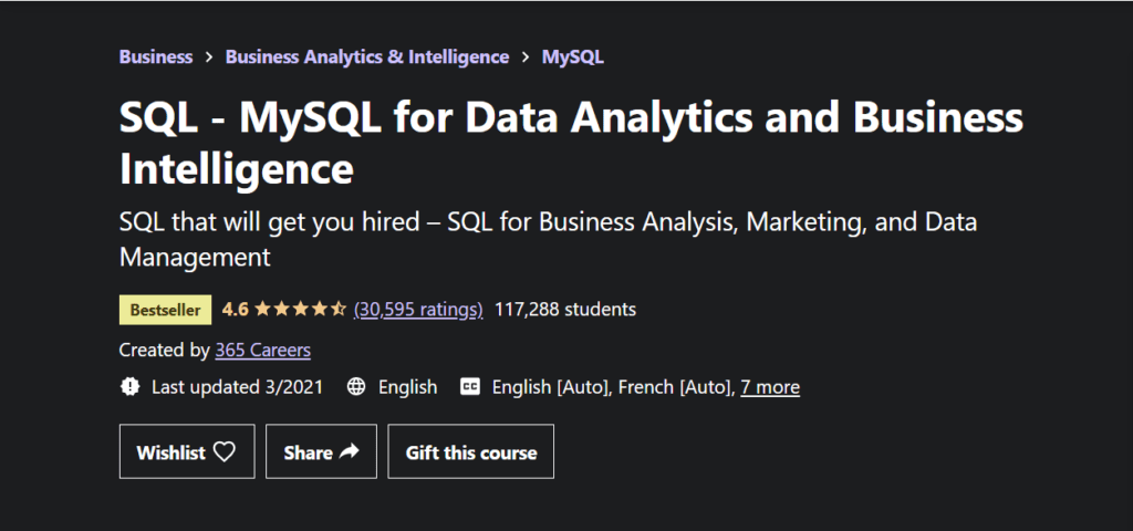 best courses for sql