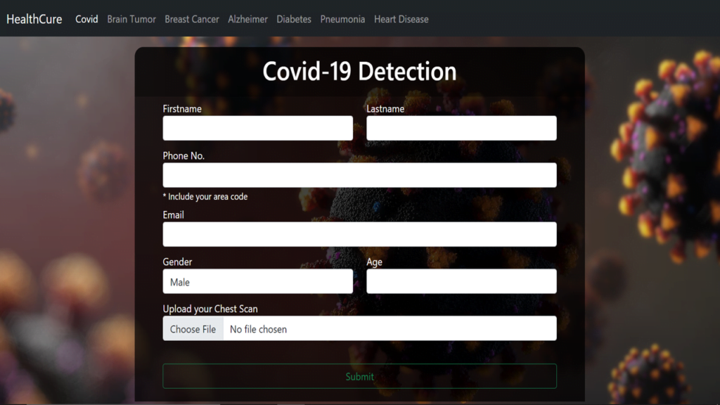 Covid-19 detection Machine learning projects with source code in Python - flask project