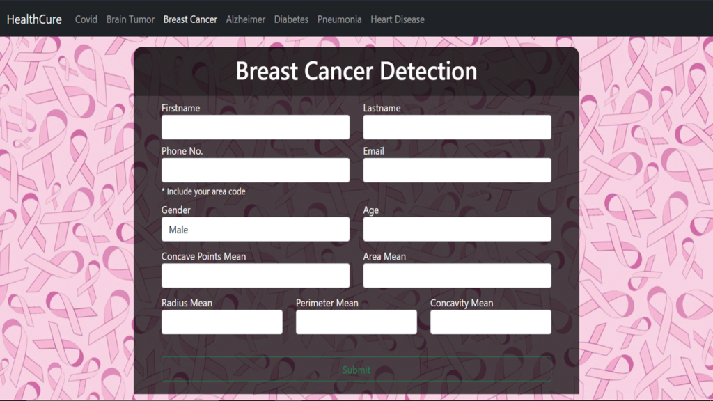 Breast Cancer detection Final Year Python Projects