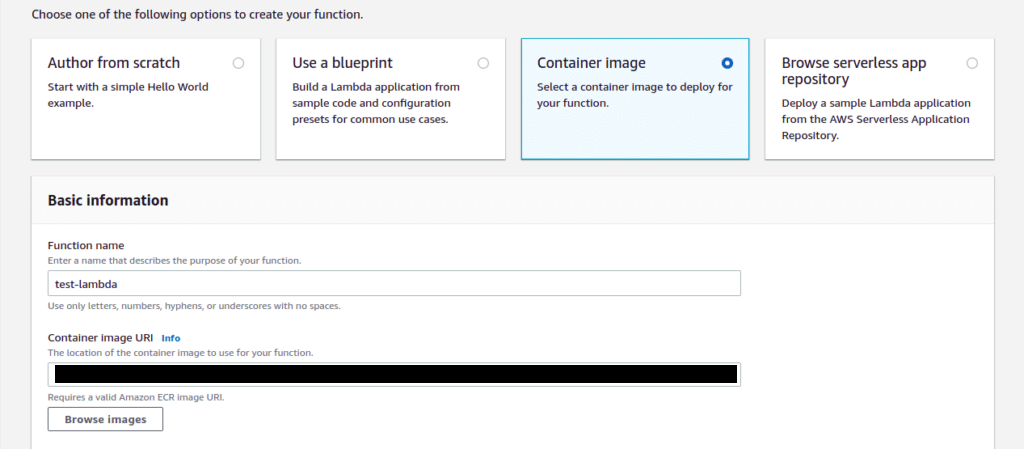 create an AWS Lambda using AWS ECR