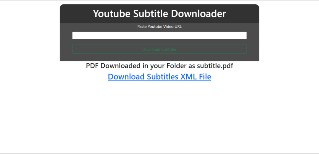 Youtube Subtitles Downloader Flask App