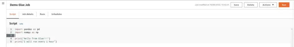 schedule a Python Script in AWS Glue as a Job