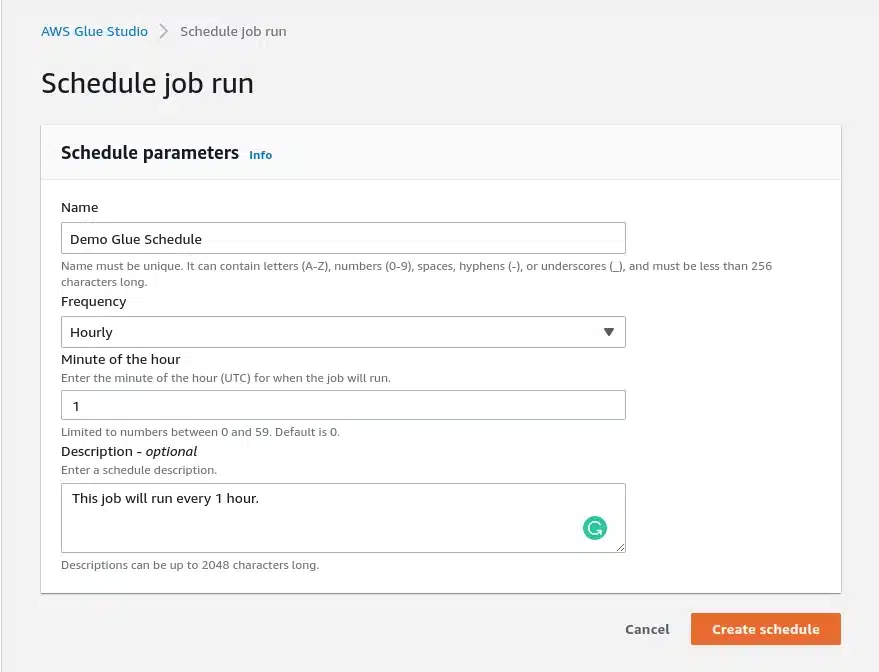 schedule a Python Script in AWS Glue as a Job