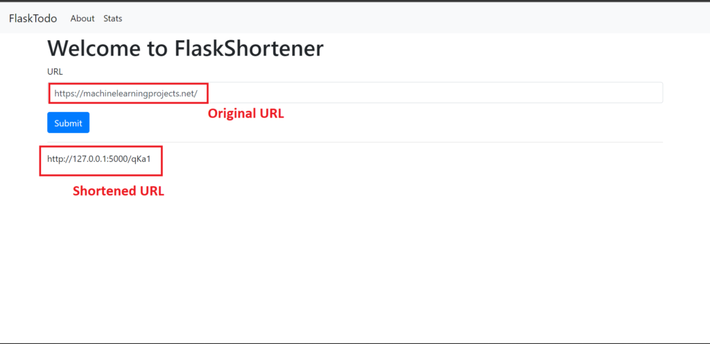 URL Shortener using Flask - best python mini projects - Python Projects for Beginners with source code