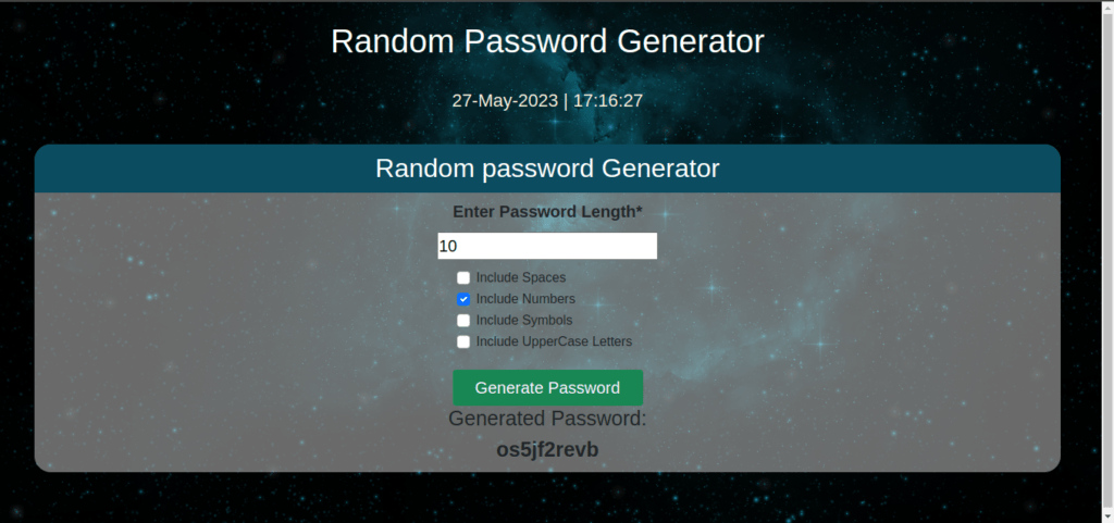 include numbers Random Password Generator Flask App