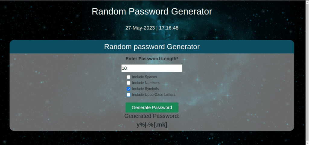 include symbols Random Password Generator Flask App