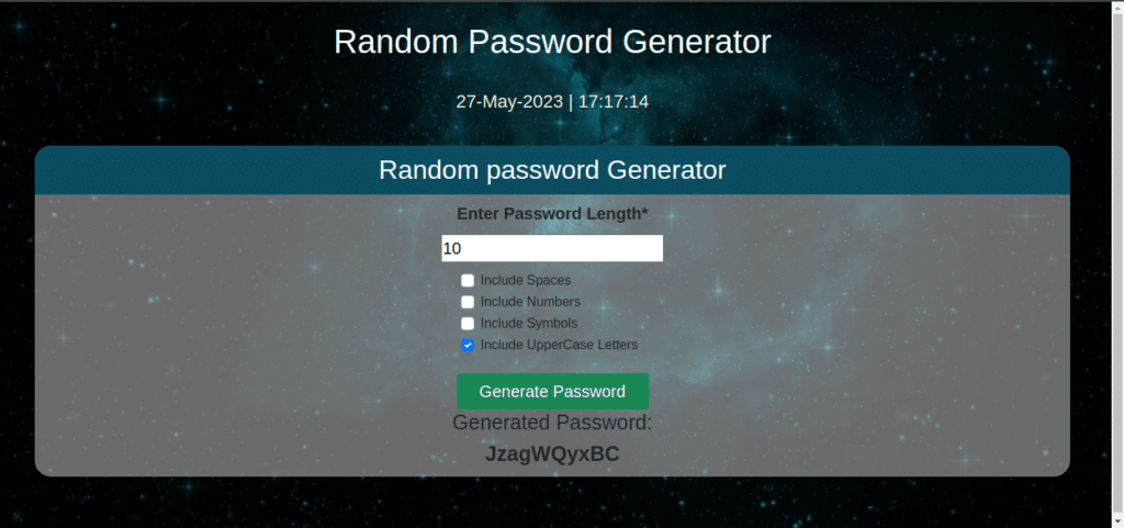 include uppercase letters Random Password Generator Flask App