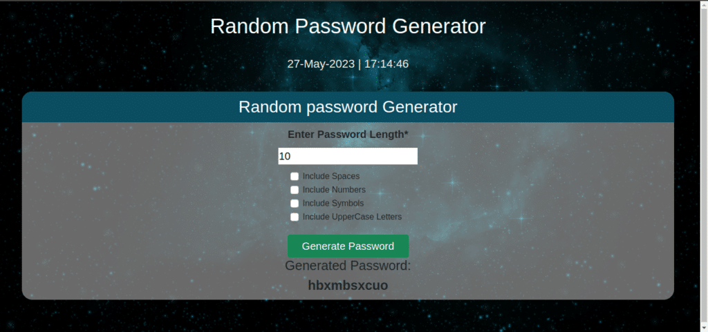 password length - Random Password Generator Flask App