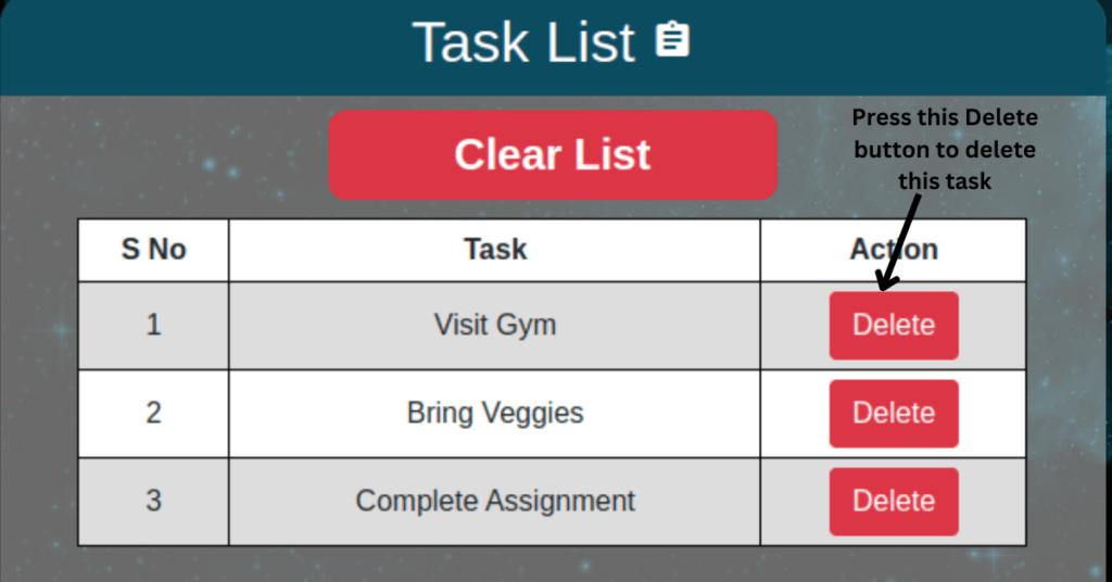 delete a task in To-do list flask app in python