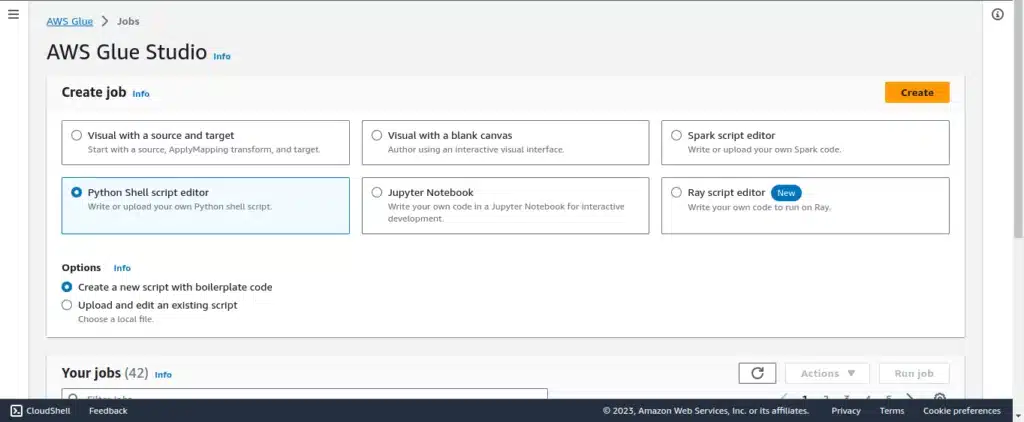 schedule a Python Script in AWS Glue as a Job